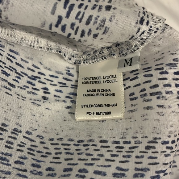 Anthropologie Cloth & Stone Blue Print Button Down Long Sleeve Lyocell Shirt M - Picture 5 of 6